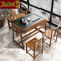 锦北阳台茶桌椅组合家用小茶台新中式茶桌简约小户型茶几1.15米玄驹茶桌+3月牙椅
