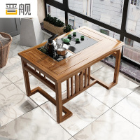 晋舰阳台茶桌椅组合家用小茶台新中式茶桌简约小户型茶几 1.0米中圆桌