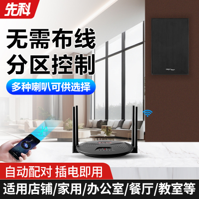 先科(SAST) 无线发射音响 RR808+D3一拖八带8个无线壁挂喇叭 音箱无需布线即插即用吊顶嵌入式吸顶喇叭音箱