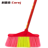 科雷杰环卫物业学校扫把笤帚单个木柄塑料丝扫把 红斜杆小号硬毛宽头10个装