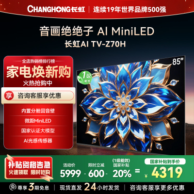 长虹电视85Z70H 云帆AI影像 双驱16晶MiniLED 内置分舱回音壁 云帆AI大模型4K超高清平板液晶电视政府补