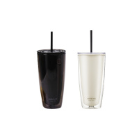 乐扣乐扣塑料杯750ml双层杯身大容量塑料杯HAP507(颜色随机)