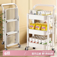 [八海鸟1234]八海鸟可移动小书架折叠置物架免安装折叠落地推车零食架宿舍多层收纳架