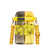 艾可思Tritan塑料水杯宝可梦皮卡丘儿童水杯夏天2024新款学生双仓吸管杯子便携防摔