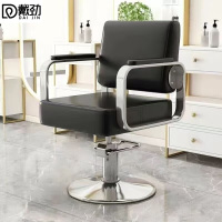 戴劲理发店专用椅子发廊高端美发烫染区升降座椅美发椅子电镀银圆盘-无脚踏款