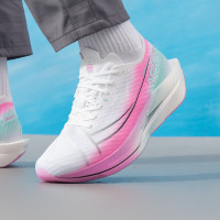 特步(XTEP)男鞋夏季新款运动鞋竞速跑鞋缓震耐磨轻便透气跑步鞋 976419110088经典白/荧光数码粉/天水