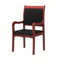 麦叶木制办公椅 中式会议椅 麻将椅 老板椅培训椅皮革椅 弯腿带扶手