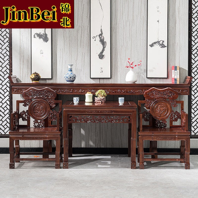 锦北复古中堂六件套家用客厅实木八仙桌财神供桌条案翘头桌农村堂屋中堂四件套