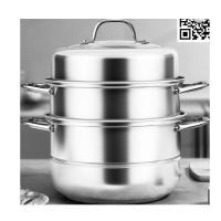 康巴赫(KBH)蒸锅304不锈钢蒸笼大容量蒸包子馒头复合底汤锅蒸煮两用锅KBH32TB1高盖3层32cm