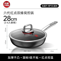康巴赫(KBH)六代煎锅不粘锅抗菌不锈钢平底锅蜂窝锅红点煎盘28cm电磁炉通用