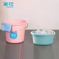 茶花(CHAHUA)洗脸盆30cm+水桶31m塑料盆子泡脚桶洗脚盆