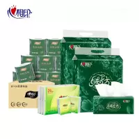 心相印纸巾套装(抽纸80抽M码*16包+100克卷纸*16卷整箱+4层6片加厚迷你手帕纸*24包)