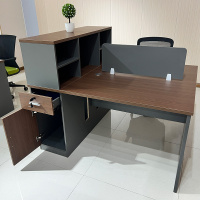 匡大办公桌两人位工位办公桌带边柜职员桌工位办公桌书柜(1400*1200*1150mm)