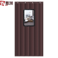 鑫景洲冬季棉门帘牛津布棉门帘冷库商超加厚挡风防寒棉门帘-咖啡色(可视窗口)-80*210