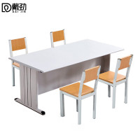 戴劲学校图书馆阅览桌防火面板钢木长条会议培训桌读书桌灰白色台面(不含椅)