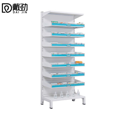 戴劲药架医院开放式西药架加厚轨道式卫生室药品架 背板款单面七层