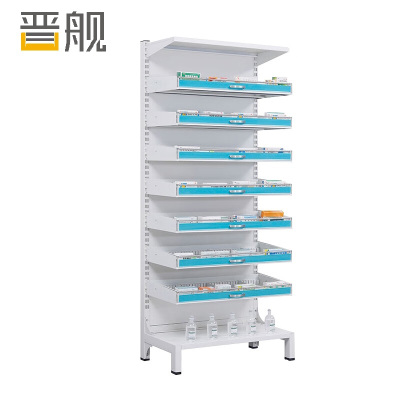 晋舰药架医院开放式西药架加厚轨道式卫生室药品架 背板款单面七层