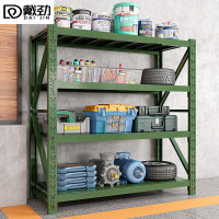 戴劲货架仓储仓库置物架超市快递铁架子储藏室军绿色货架主架(150*50*200cm-500KG/层)