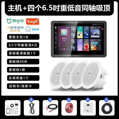 先科(SAST)智能AI家庭吸顶音响套装家用客厅无线蓝牙吊顶 智能语音主机+6个6.5英寸重低音同轴吸顶音响