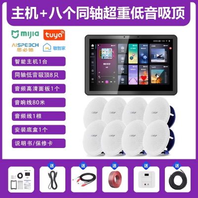 先科(SAST)智能AI家庭吸顶音响套装家用客厅无线蓝牙吊顶 智能语音主机+8个6.5英寸超重低音同轴吸顶音响