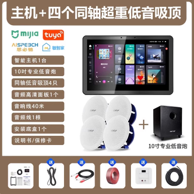 先科(SAST)智能AI家庭吸顶音响客厅无线蓝牙吊顶智能语音主机+4个6.5英寸超重低音同轴吸顶音响+10吋专业低音炮