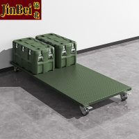 锦北军绿色金属托盘仓储应急物资周转野营装备带轮子2000*600*170mm