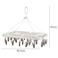 茶花(CHAHUA)衣架子带晾衣夹子晾衣架晒袜子架内衣架(24夹子)挂架白咖色 0709