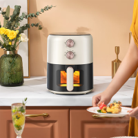 美的(Midea)空气炸锅KZE459X9BD家用4.5L大容量 可视化窗 精准控温 不沾易清洗 双旋钮 1350W