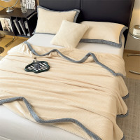 帛享提花雕花多功能毛毯-小号BXQSM-43746 150*200CM奶昔白