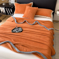 帛享提花雕花多功能毛毯-大号BXQSM-43747 200*230CM爱马橙