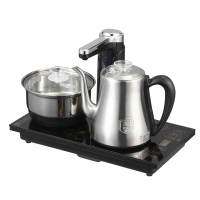 志高 全自动上水电热烧水壶家用泡茶专用茶台一体茶桌嵌入式煮茶器 星空黑消毒款 [37X20]304材质