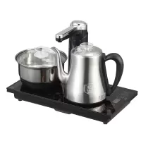 志高 全自动上水电热烧水壶家用泡茶专用茶台一体茶桌嵌入式煮茶器 星空黑消毒款 [37X20]304材质