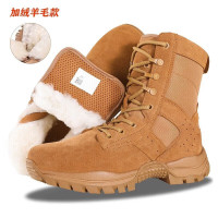 怀悦2021棕色新式作战靴男四季户外高帮耐磨超轻作战靴防水沙色登山鞋 加绒棕式作战靴