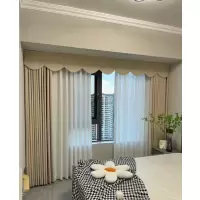 苏宁宜品推荐乐屋电机环保复合材质落地窗防火遮光电动布艺窗帘及窗纱1.8倍褶含测量含安装