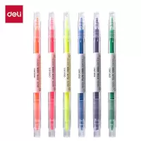 得力(deli)S627 双头荧光笔 彩色荧光笔记号笔划线笔重点醒目标笔彩色笔 6支/盒