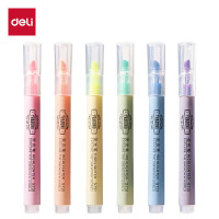 得力(deli)经典6色荧光笔 考试复习划重点彩色醒目标记笔 办公记号笔手帐S624 开学文具