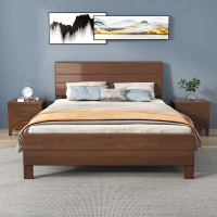 欧耐德 实木床员工宿舍酒店公寓卧室单双人床胡桃色1.2米