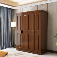 麦叶中式实木衣柜卧室家用更衣柜简约储物大衣橱-四门