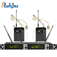 润普 专业会议话筒 真分集 无线一拖二头戴式麦克风RP-WXGS512T