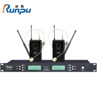 润普Runpu 国产化专业会议话筒 无线一拖二头戴式麦克风RP-WFM9602T