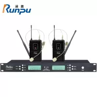 润普Runpu 国产化专业会议话筒 无线一拖二头戴式麦克风RP-WFM9602T