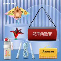 川崎乐享春天户外亲子运动⑥件套 户外亲子运动 乒乓球乒乓球拍运动水杯垫子跳绳毽子 (套装J02)