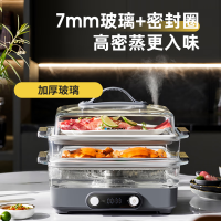 蓝宝(BLAUPUNKT) BP-ZG10玻璃电蒸锅+玻璃炖盅 蒸炖锅家用多功能锅10L