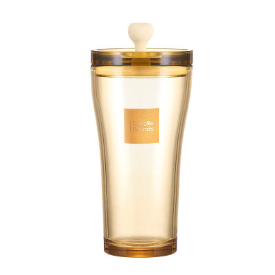 康宁(VISIONS)心悦双饮杯 琥珀色玻璃吸管杯 500ML