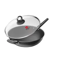 三禾炒锅34cm轻松翻炒持久不粘0涂层微纳不粘铁黑LC34S1