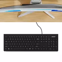 忆捷Eaget办公键盘YJ07典雅黑106键黑轴有线USB接口高效办公键盘