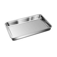 食品级304不锈钢方盘盛菜盘 40*30cm深盘4.8cm