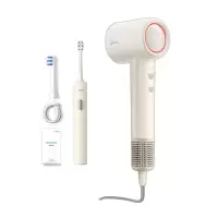 美的(Midea)个护套装(电动牙刷YT9暖阳白+负离子高速吹风机FG201)