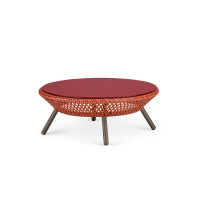 质凡 户外家具藤沙发单人休闲藤椅设计师庭院沙发茶几组合 茶几[橙色]