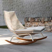 金菲罗格 阳台懒人沙发休闲摇椅午休靠背椅子户外庭院 摇椅-米白色(带半坐垫)